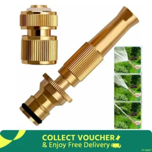 Brass Water Spray Nozzle Suitable for 1/2" Hose Pipe Adjustable Brass Spray Nozzle Water Pressure Booster Brass Nozzle Water Spray Gun for Car Wash & Gardening Water Pressure Nozzle